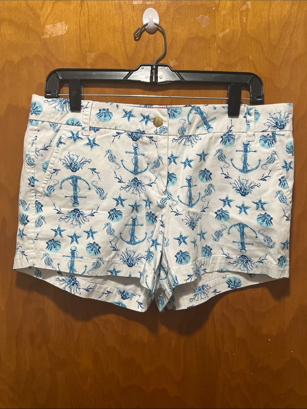 Blue Anchor Print Women's Cotton Shorts